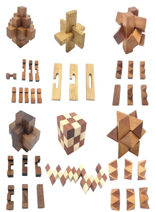 Guaishou 6-in-One 3D Luxury Wooden Brain Puzzle Teaser Kongming Lock for Teens and Adults Includes Storage Box - Image 4